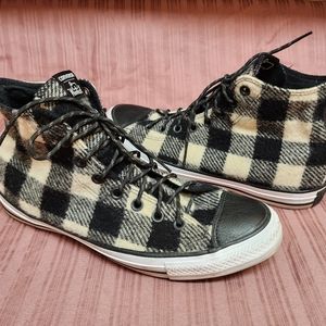Converse Woolrich High Top Shoes Men's Size 10 Women's 12 Black Off White